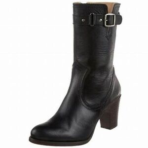 Frye Fiona Stitch Black Mid Calf Ankle Zip up Boots Size‎ 6